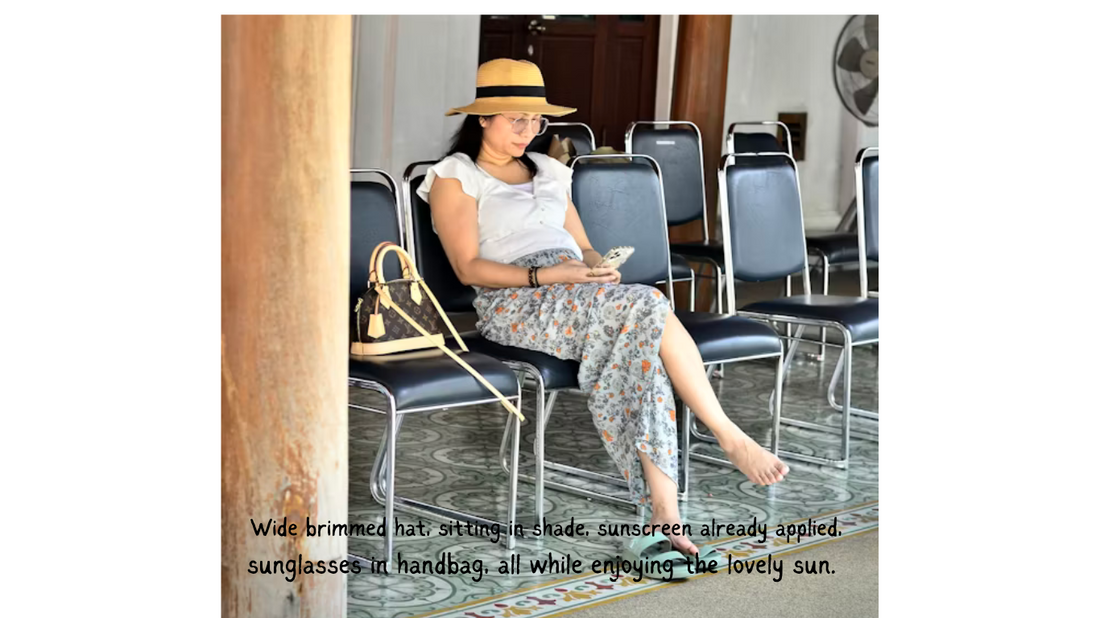 This woman's got the right idea for sun protection!